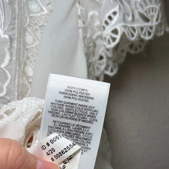Express White Lace Peplum Blouse Boho Cottagecore Romantic Floral Embroidered XS - Picture 5 of 8